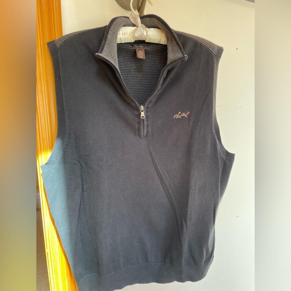 Greg Norman dark grey golf quarter zip sweater vest